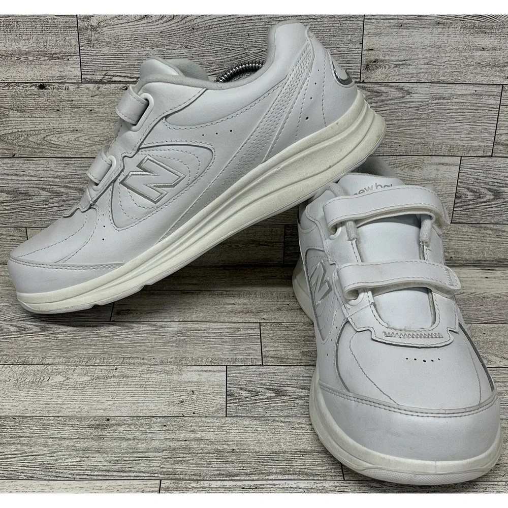 New Balance 577 MW577VW White Leather Hook And‎ Loop Shoes Men Size 8 2E